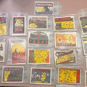 Vintage America State Map Stickers Decals for RV campers camping memorabilia